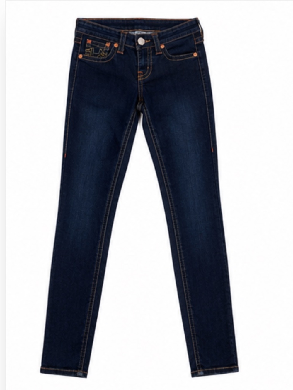 True Religion Hailee Mid Rise Super Skinny Jeans 25 Dark Wash Contrast Stitch Y2 - Picture 2 of 7